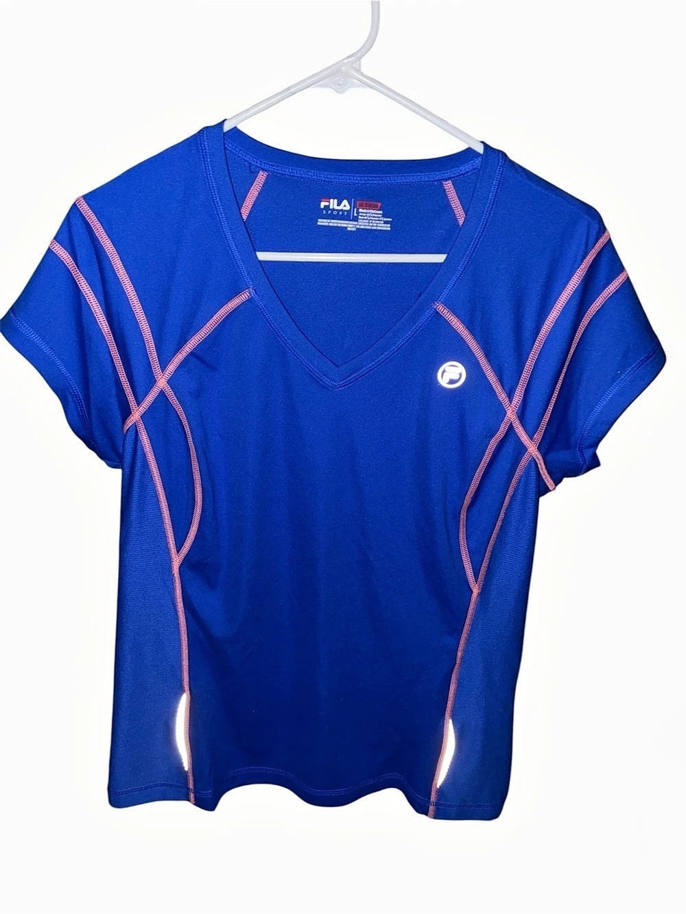 Fila Women's Blue Geometric Athletic Tee EUC Sz Lg